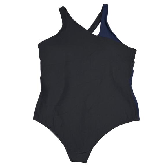 LULULEMON Nulu Asymmetrical Bodysuit Sz 12 Black / True Navy - Picture 2 of 6